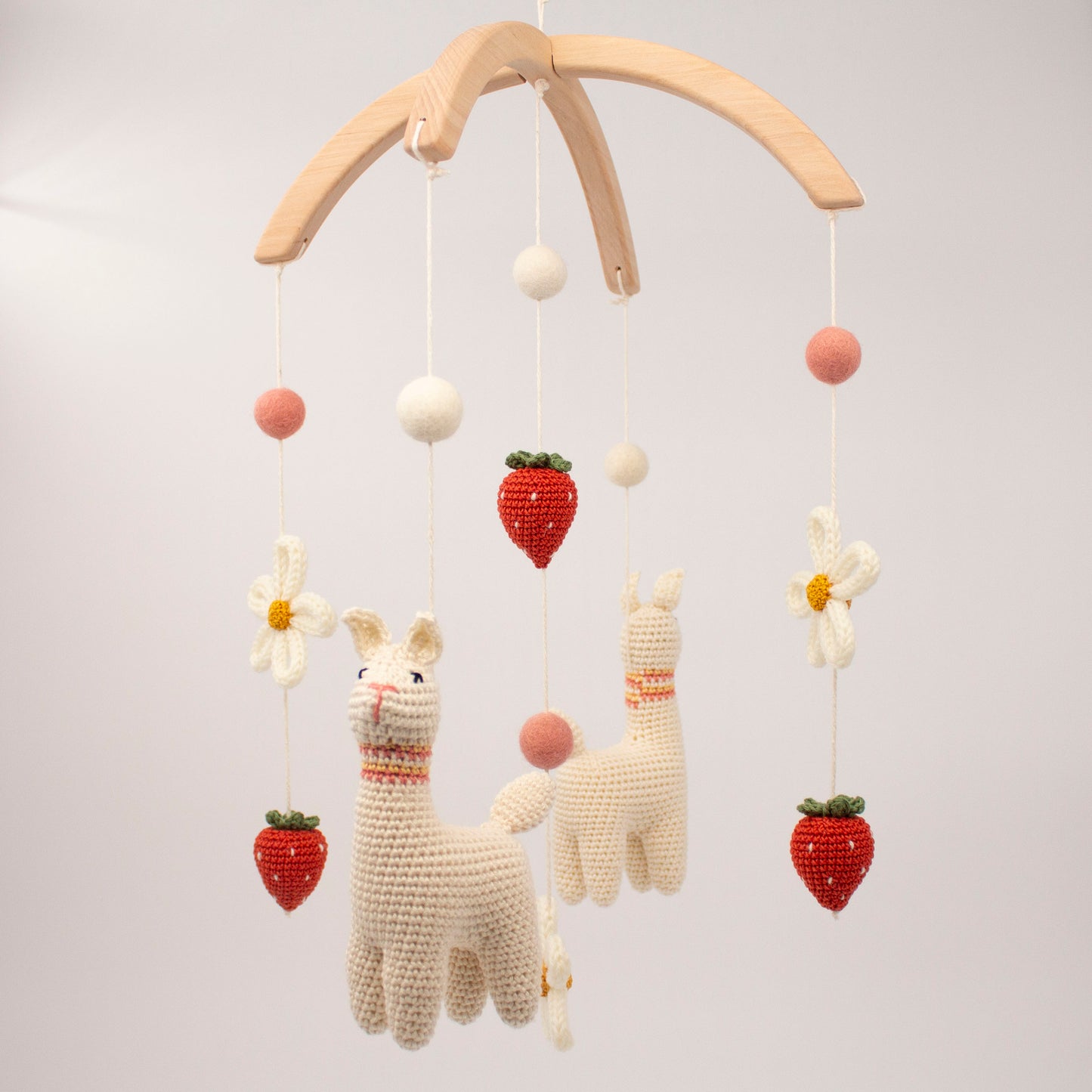 Strawberry llama baby mobile