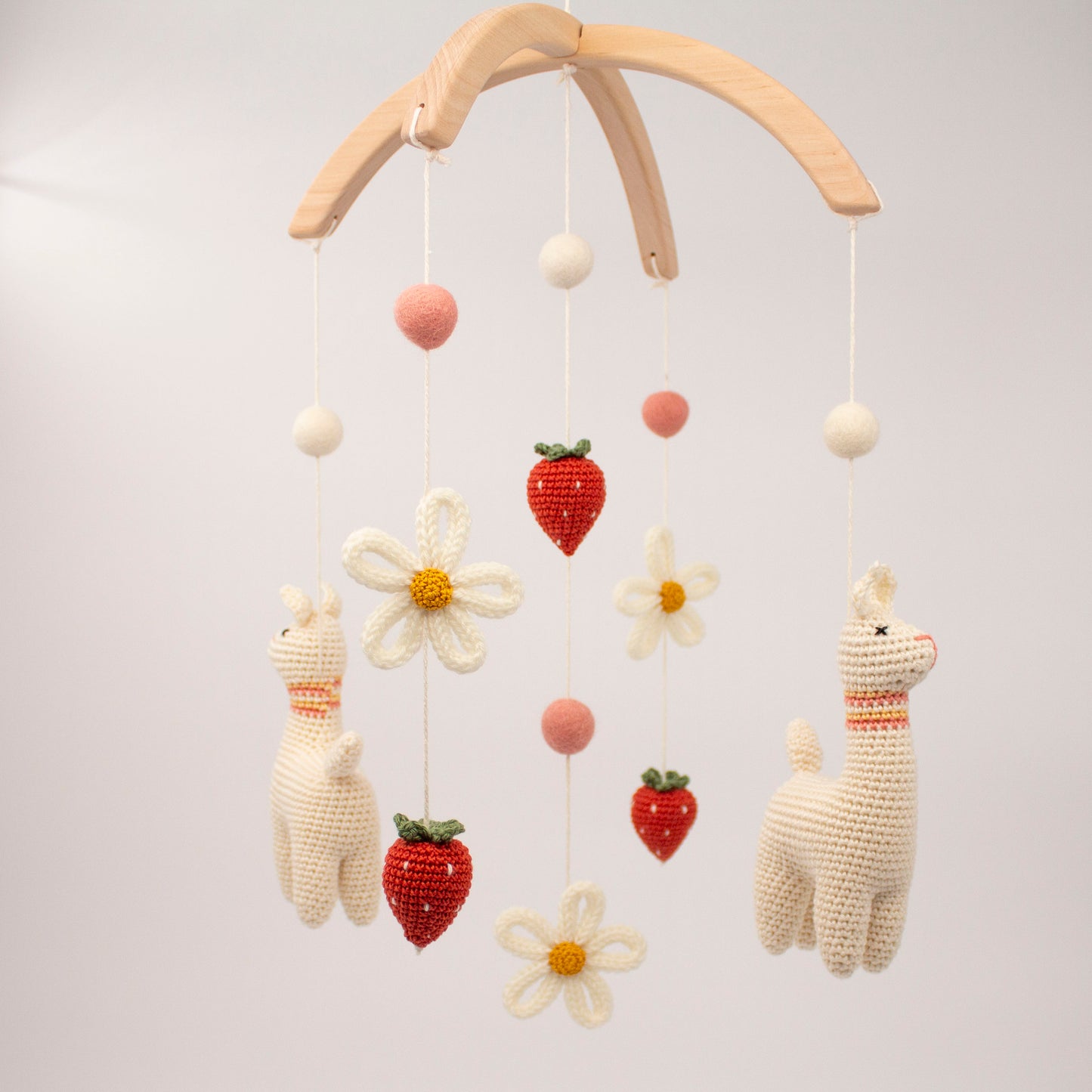 Strawberry llama baby mobile