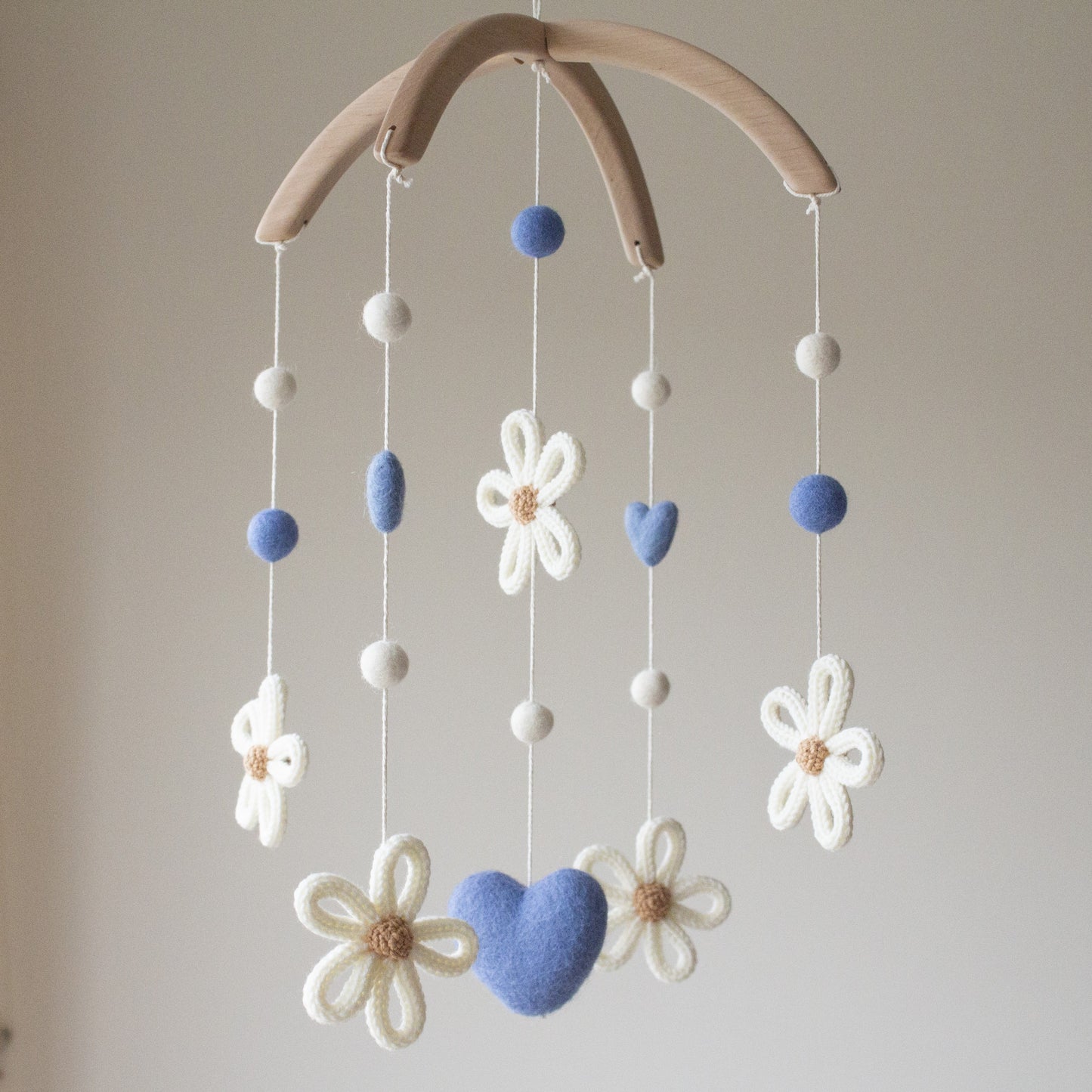 Daisies nursery mobile with blue