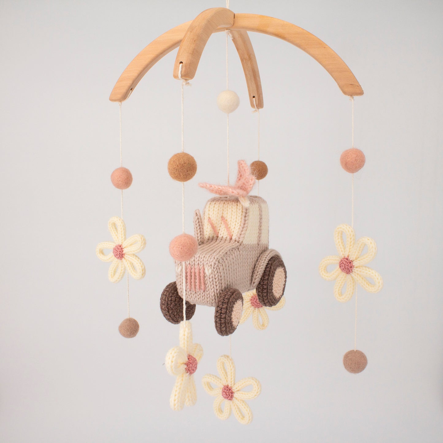 Pink Butterfly Tractor Baby Mobile