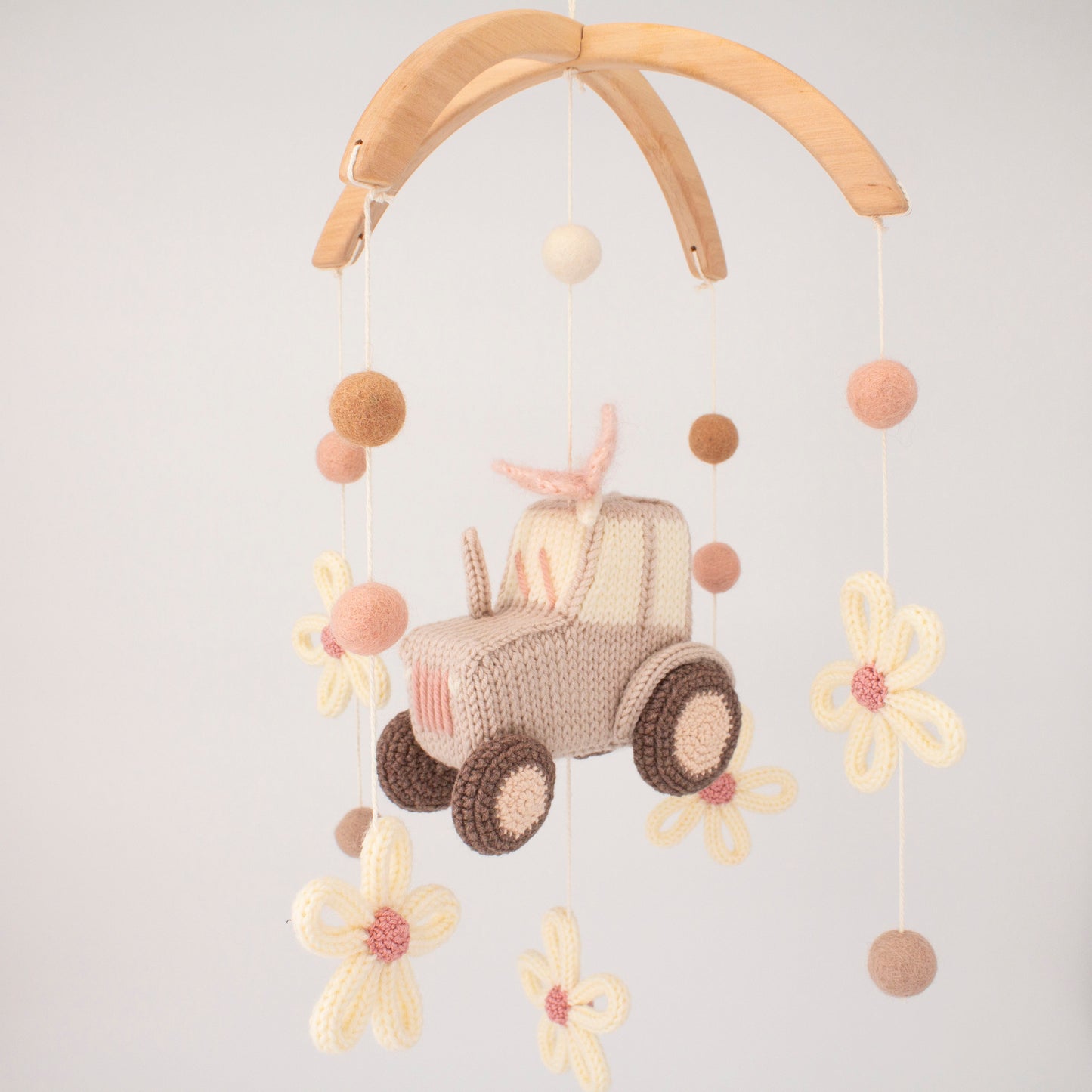 Pink Butterfly Tractor Baby Mobile