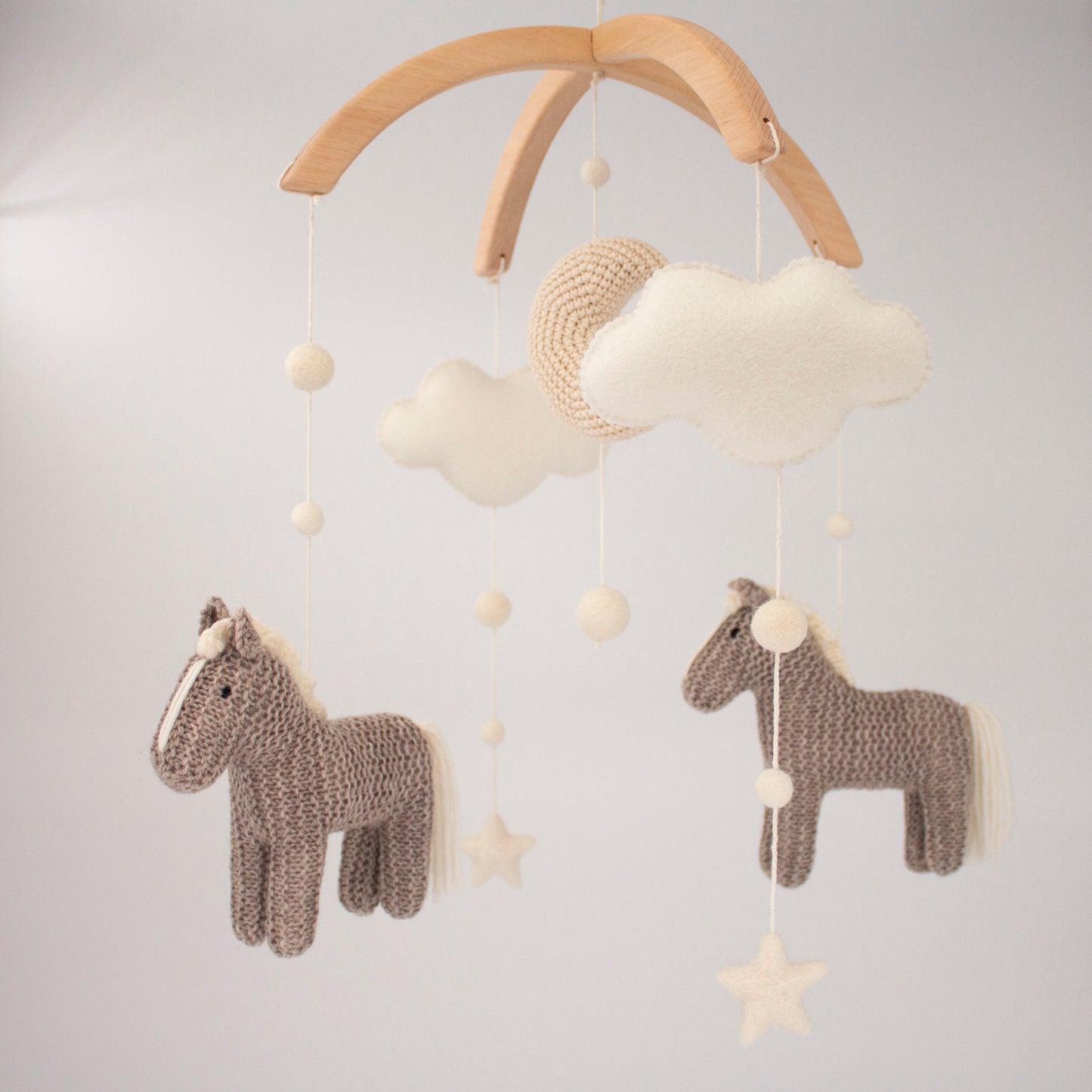 Horse baby mobile - Neutral Nursery Decor with Ponies, Moon, Stars & Clouds