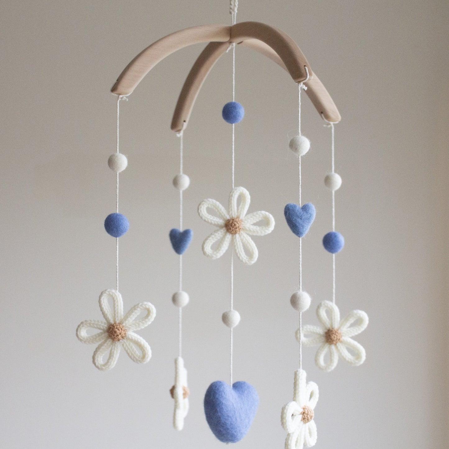 Daisies nursery mobile with blue