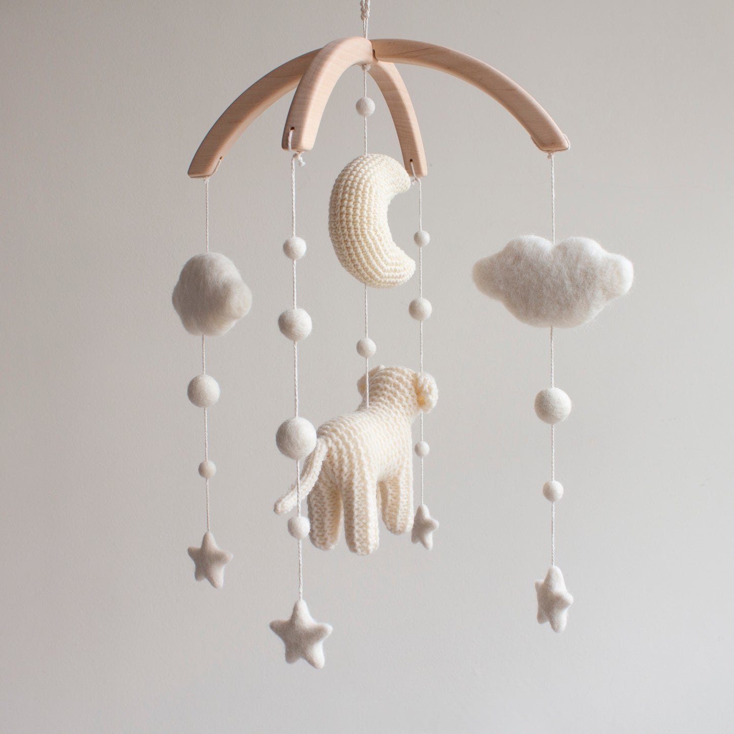 Baby mobile White Dog - Neutral nursery decor - Golden retriever cot mobile - Puppy crib mobile