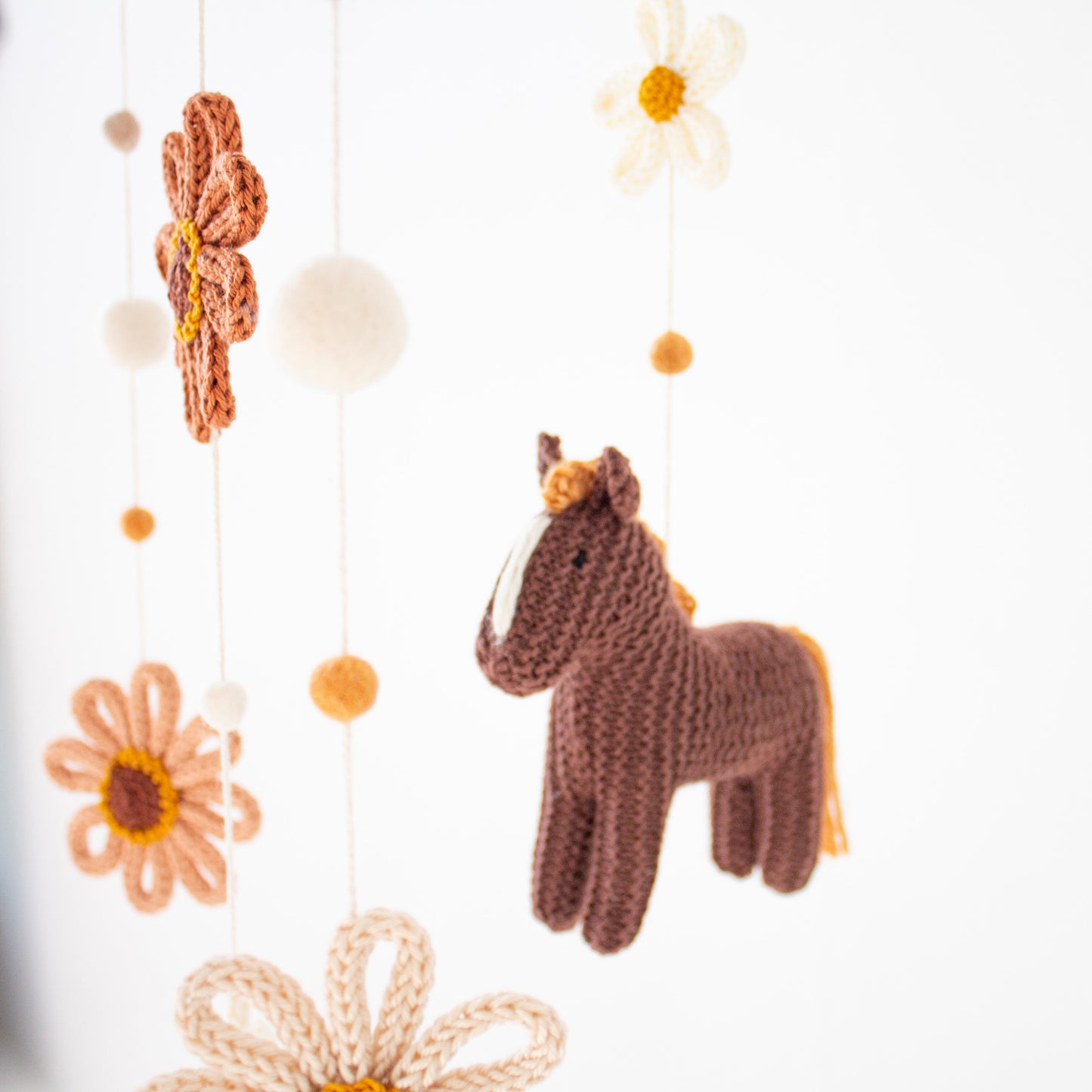 Horses, sunflowers & daisies baby mobile