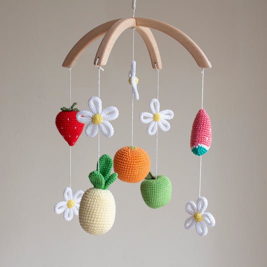 Fruits & Daisies baby mobile: Floral Garden nursery decor