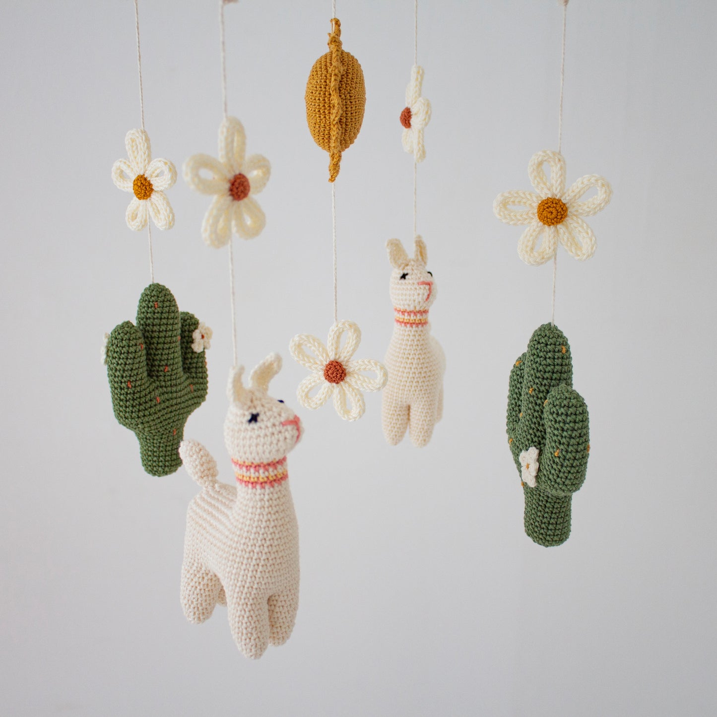 Cacti llama nursery mobile with flowers