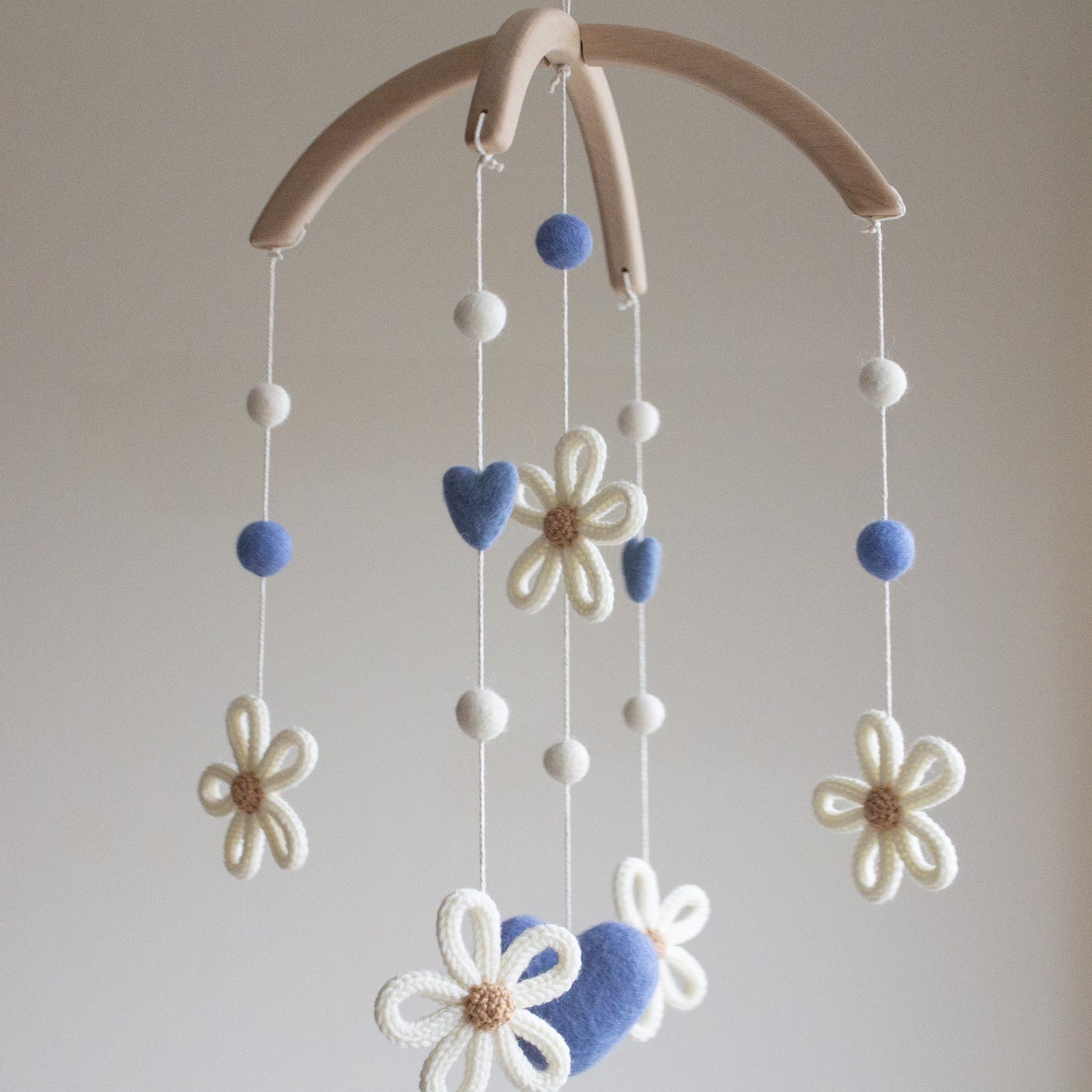 Daisies nursery mobile with blue