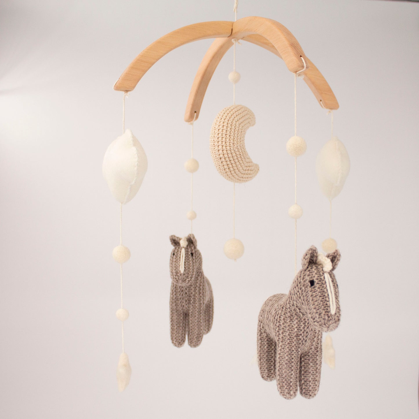Horse baby mobile - Neutral Nursery Decor with Ponies, Moon, Stars & Clouds