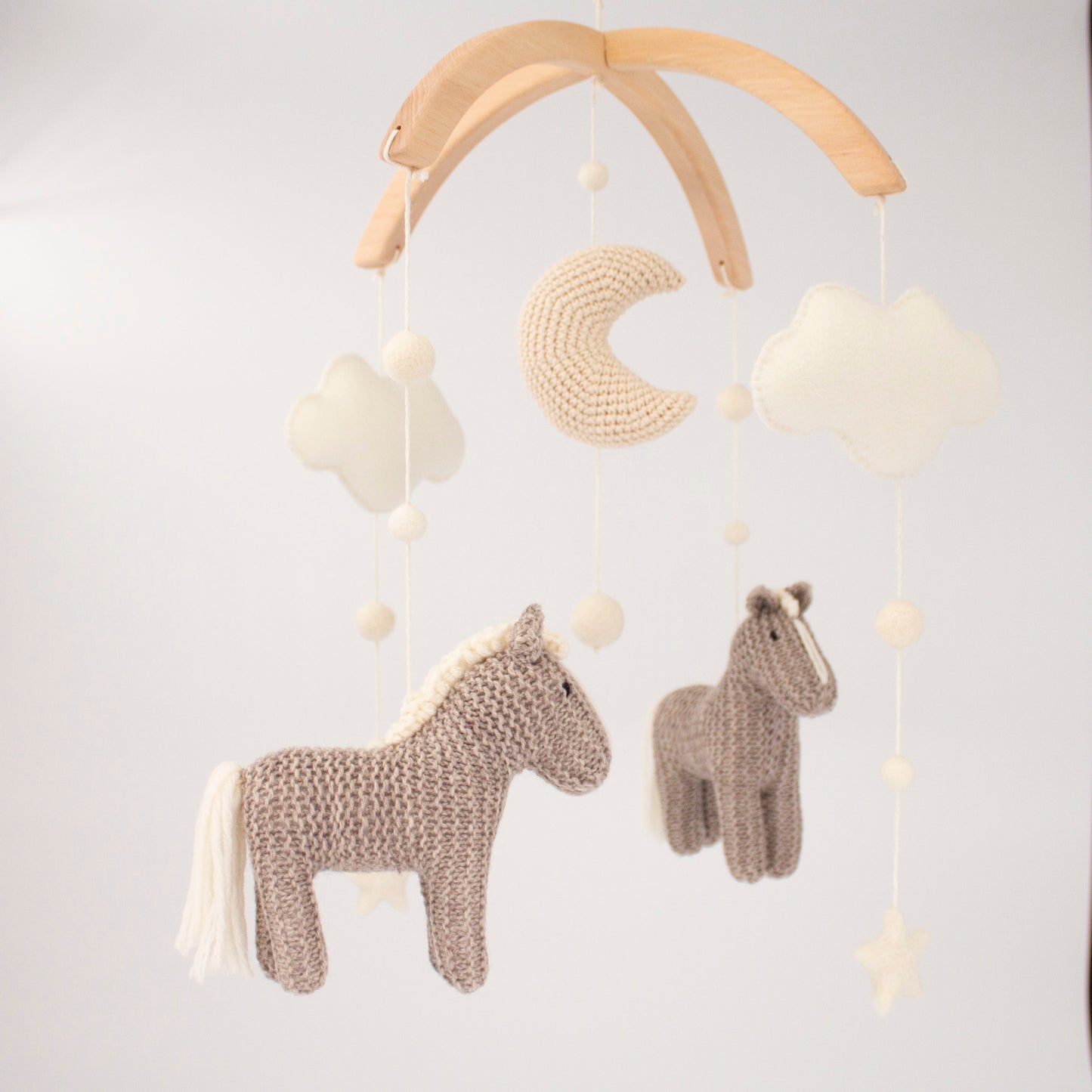 Horse baby mobile - Neutral Nursery Decor with Ponies, Moon, Stars & Clouds
