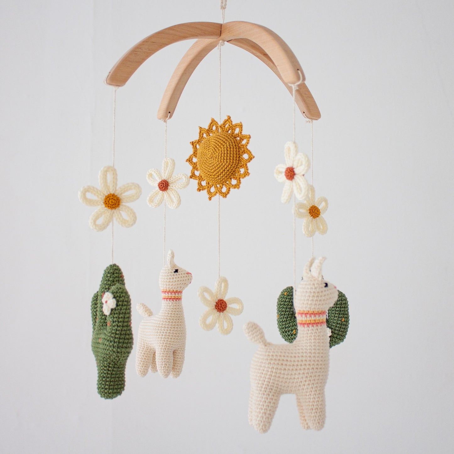 Cacti llama nursery mobile with flowers