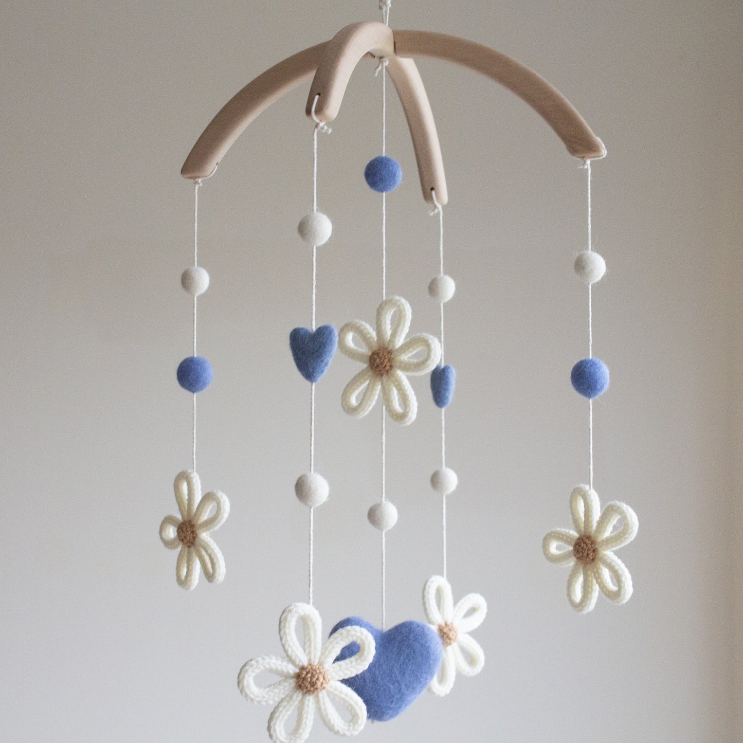 Daisies nursery mobile with blue