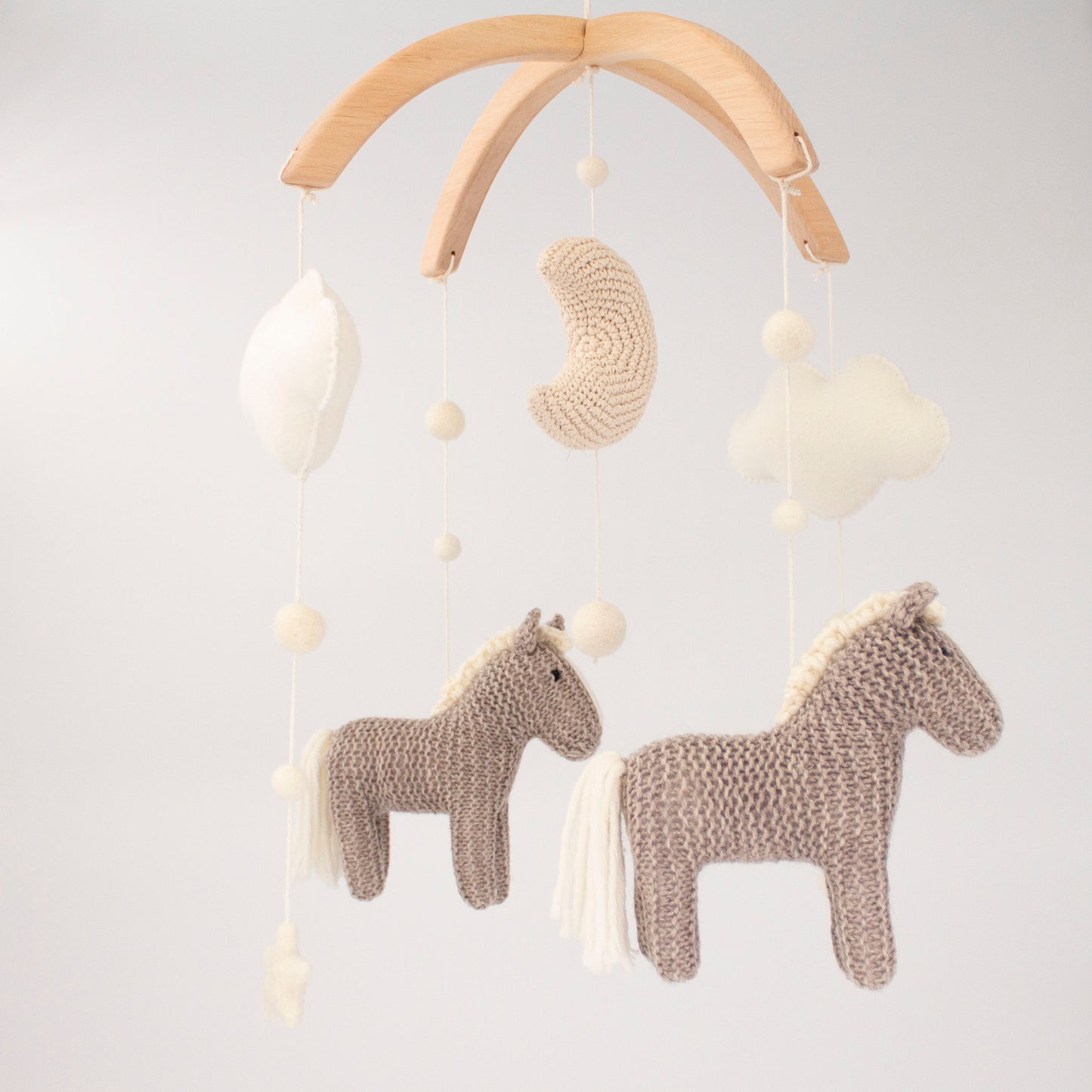 Horse baby mobile - Neutral Nursery Decor with Ponies, Moon, Stars & Clouds