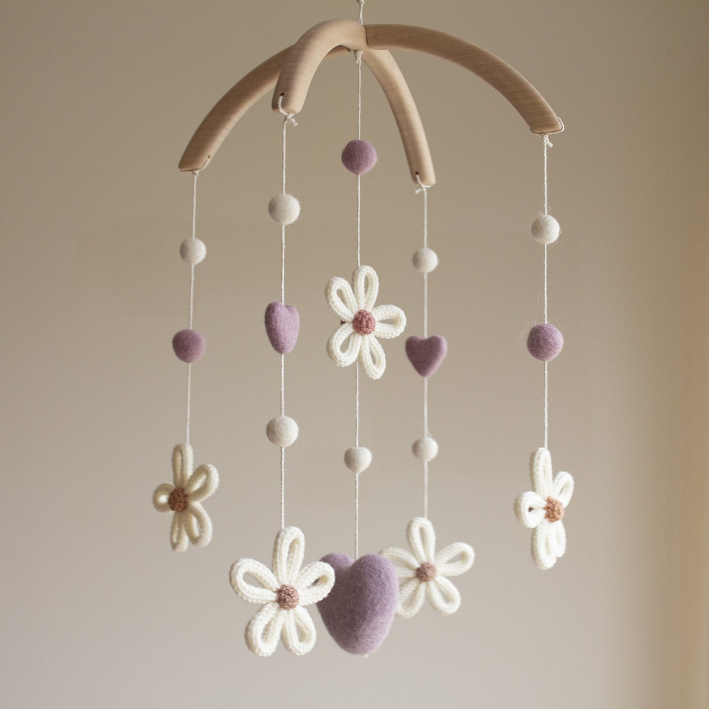 Daisies nursery mobile with purple