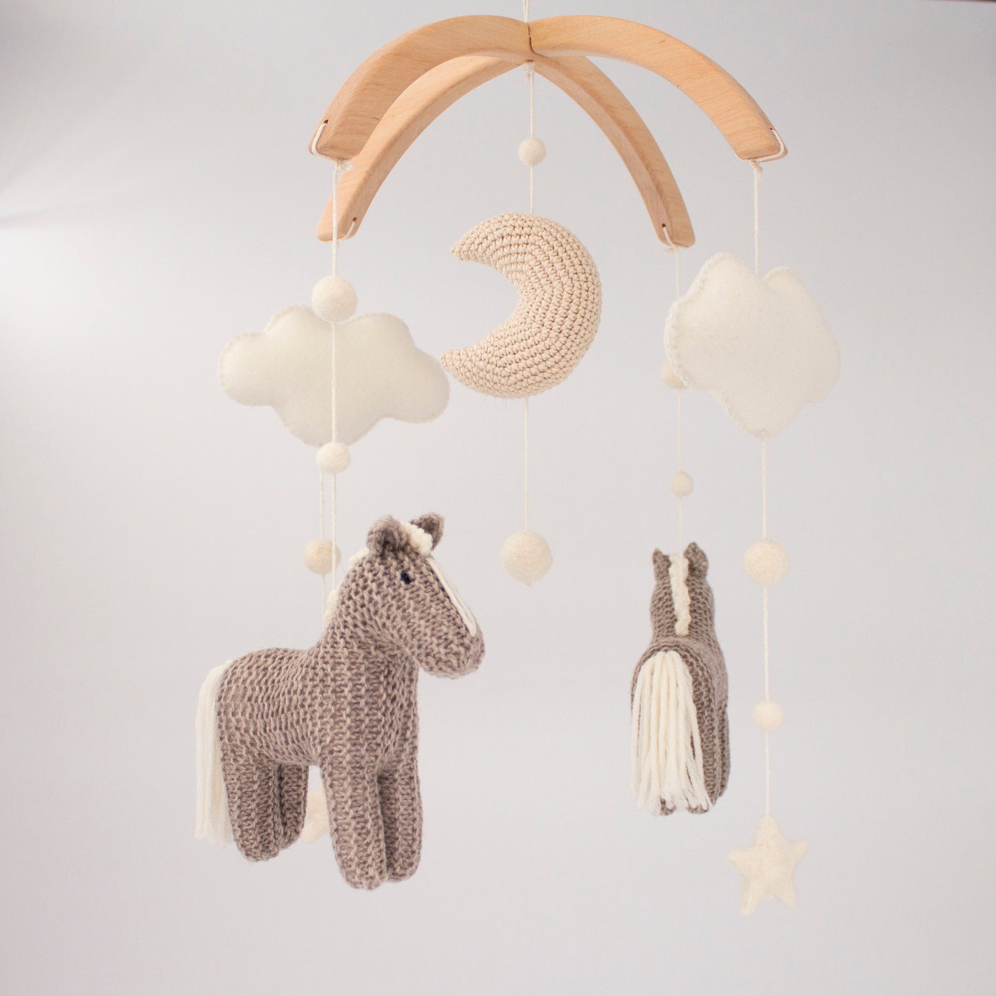 Horse baby mobile - Neutral Nursery Decor with Ponies, Moon, Stars & Clouds