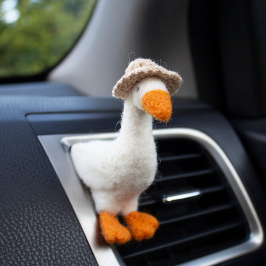 Crochet Bonnet Goose Car Vent Clip