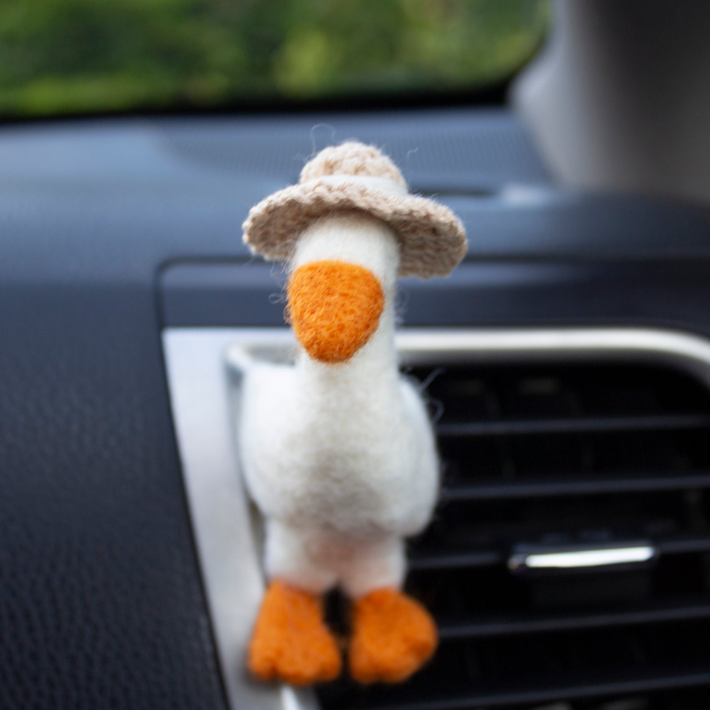 Crochet Bonnet Goose Car Vent Clip