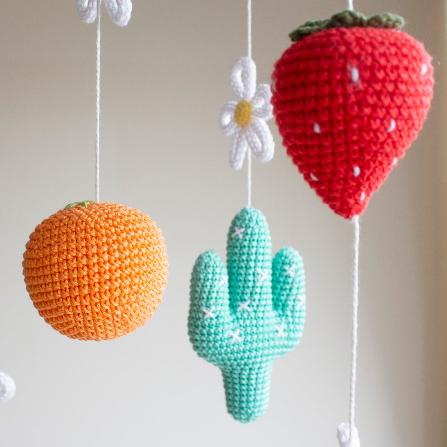 Vibrant Tropical Fruit & Cactus Baby Mobile