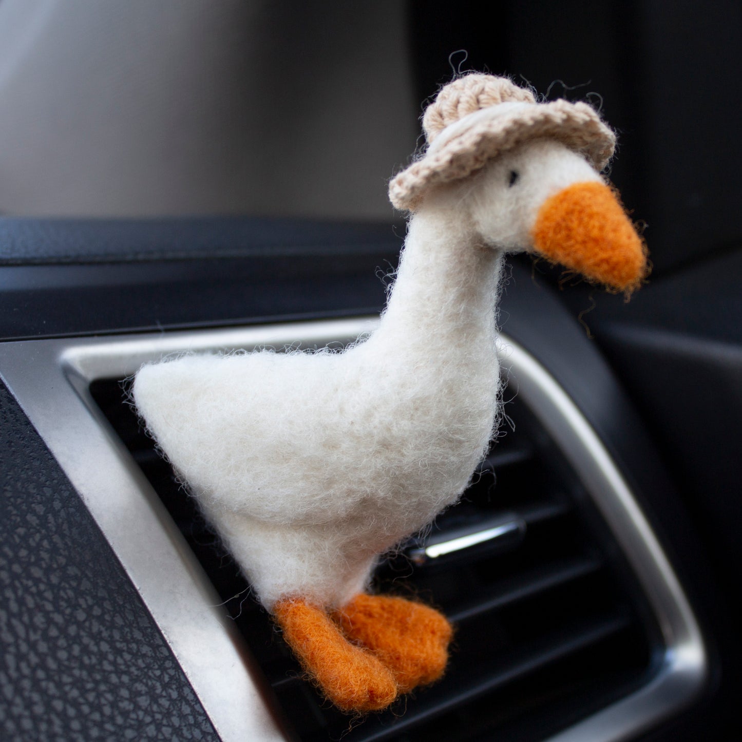Crochet Bonnet Goose Car Vent Clip