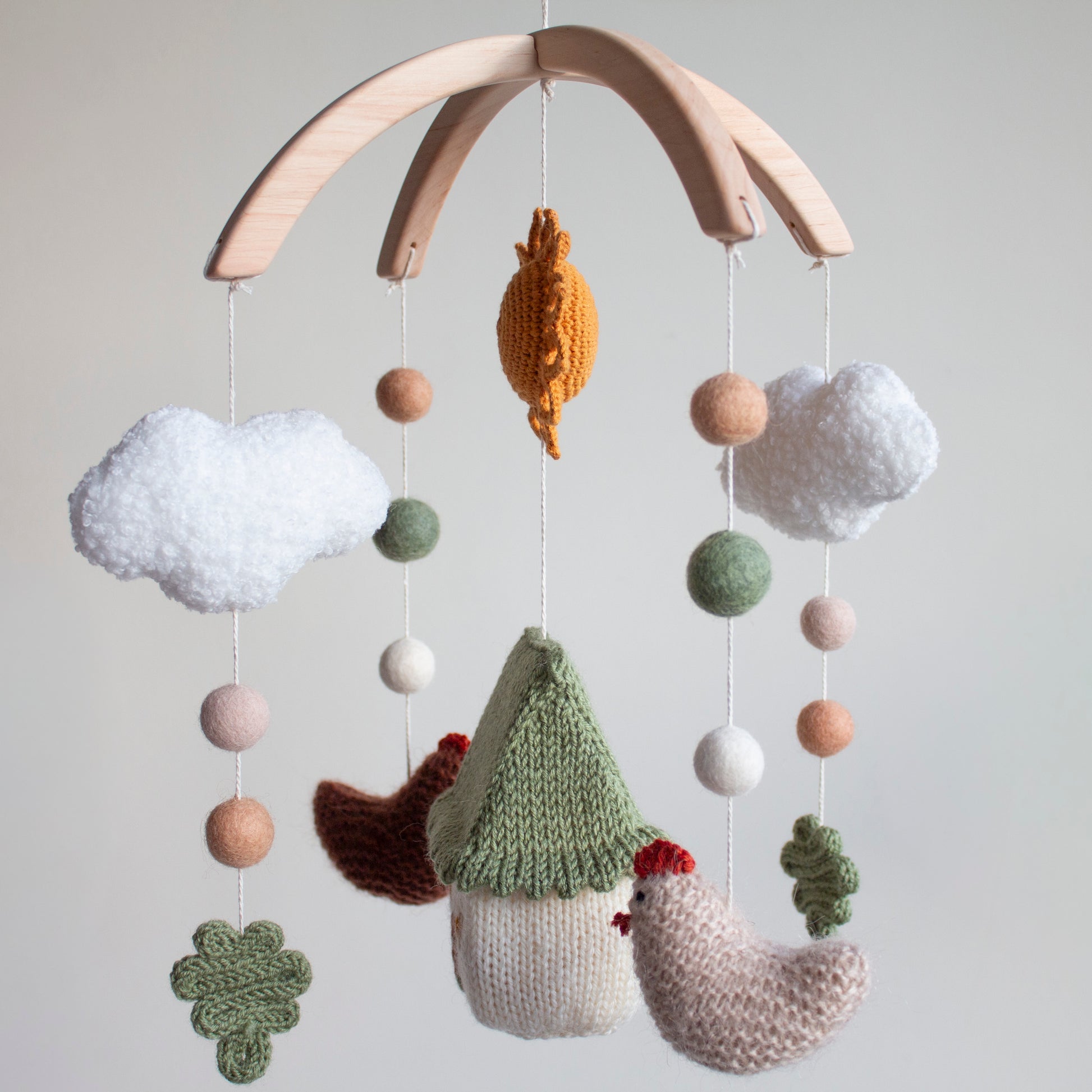 Untreated solid alder wood arch hanger showing natural wood grain and high-quality construction.