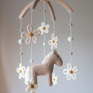 Floral horse baby mobile