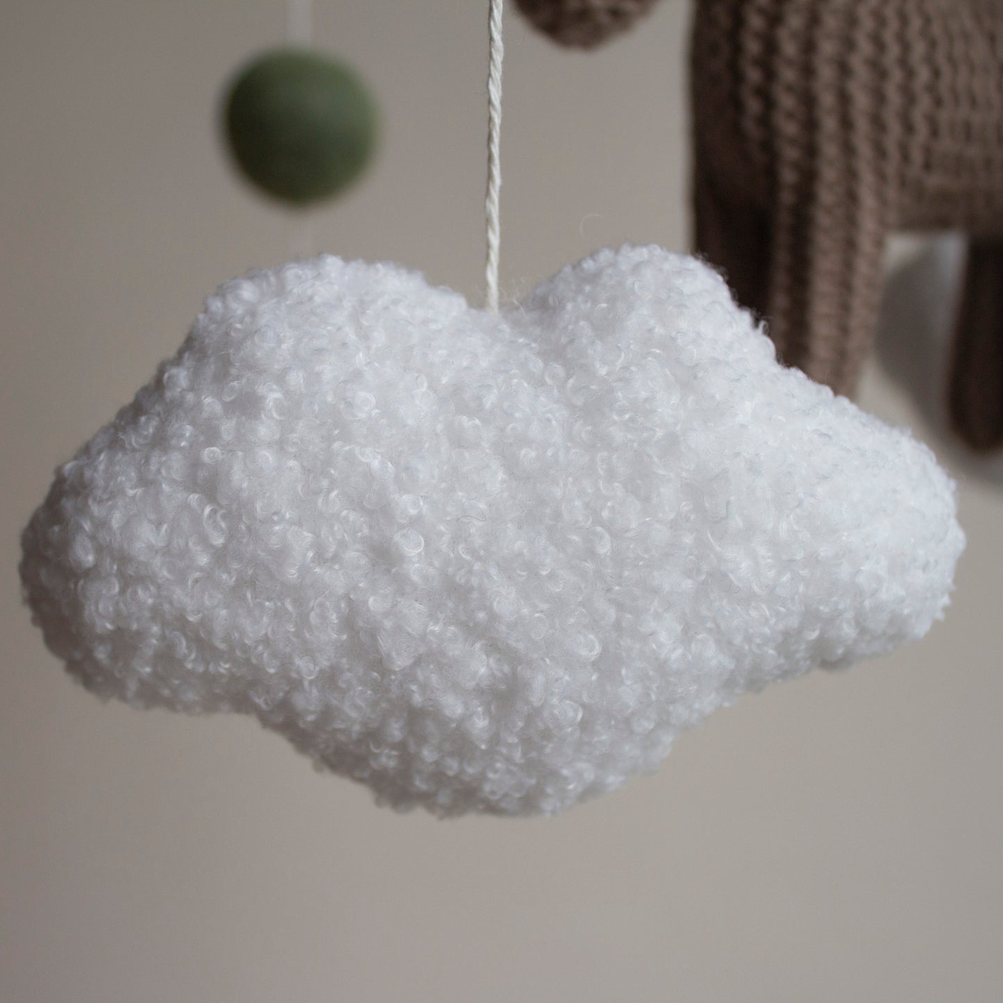 Horse Baby Mobile: Taupe Knitted Pony, Bouclé Clouds, Crochet Moon & Balls, Wool Stars (Copy)