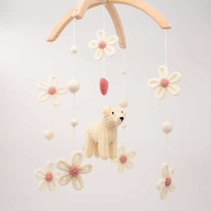 Baby mobile Floral Puppy: English cream golden retriever nursery decor