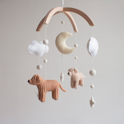 Dogs baby mobile - Neutral nursery decor - Golden Retriever cot mobile - Puppies crib mobile