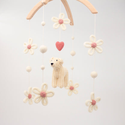Baby mobile Floral Puppy: English cream golden retriever nursery decor
