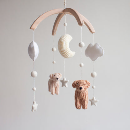 Dogs baby mobile - Neutral nursery decor - Golden Retriever cot mobile - Puppies crib mobile