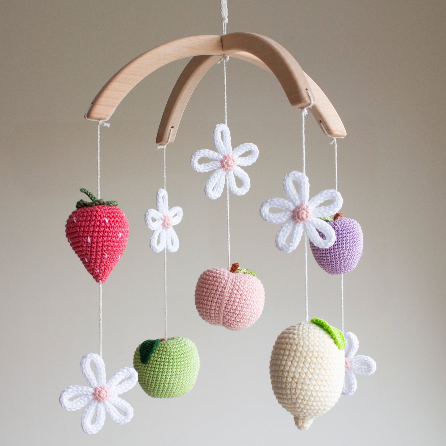 Pastel Garden Fruits Baby Mobile