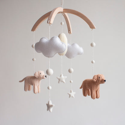 Dogs baby mobile - Neutral nursery decor - Golden Retriever cot mobile - Puppies crib mobile
