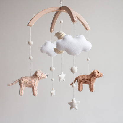 Dogs baby mobile - Neutral nursery decor - Golden Retriever cot mobile - Puppies crib mobile