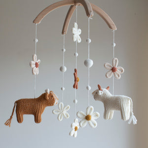 Cows & Daisies nursery mobile - Highland cattle baby mobile
