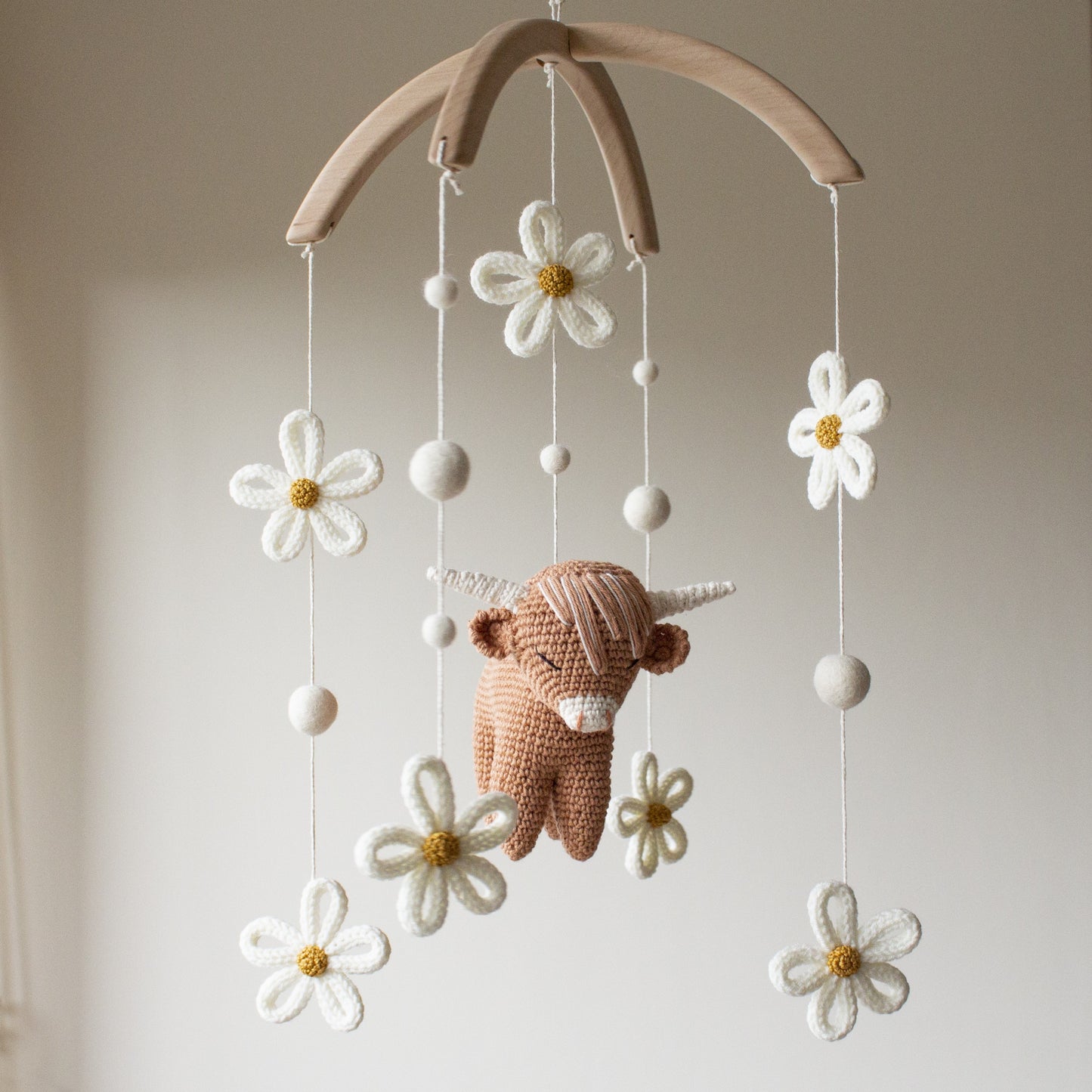 Meadow Cow with daisies nursery mobile