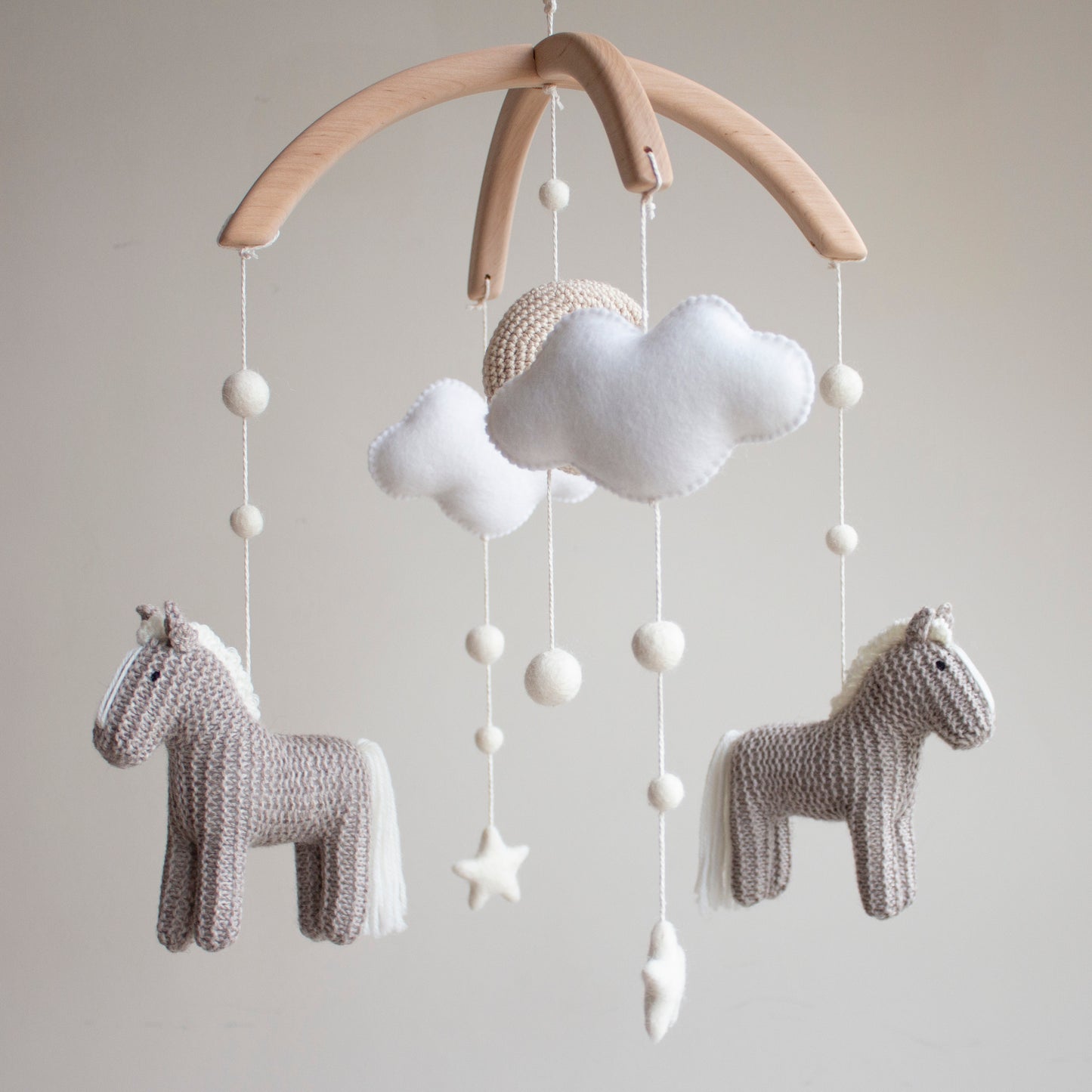 Horse baby mobile - Neutral Nursery Decor with Ponies, Moon, Stars & Clouds