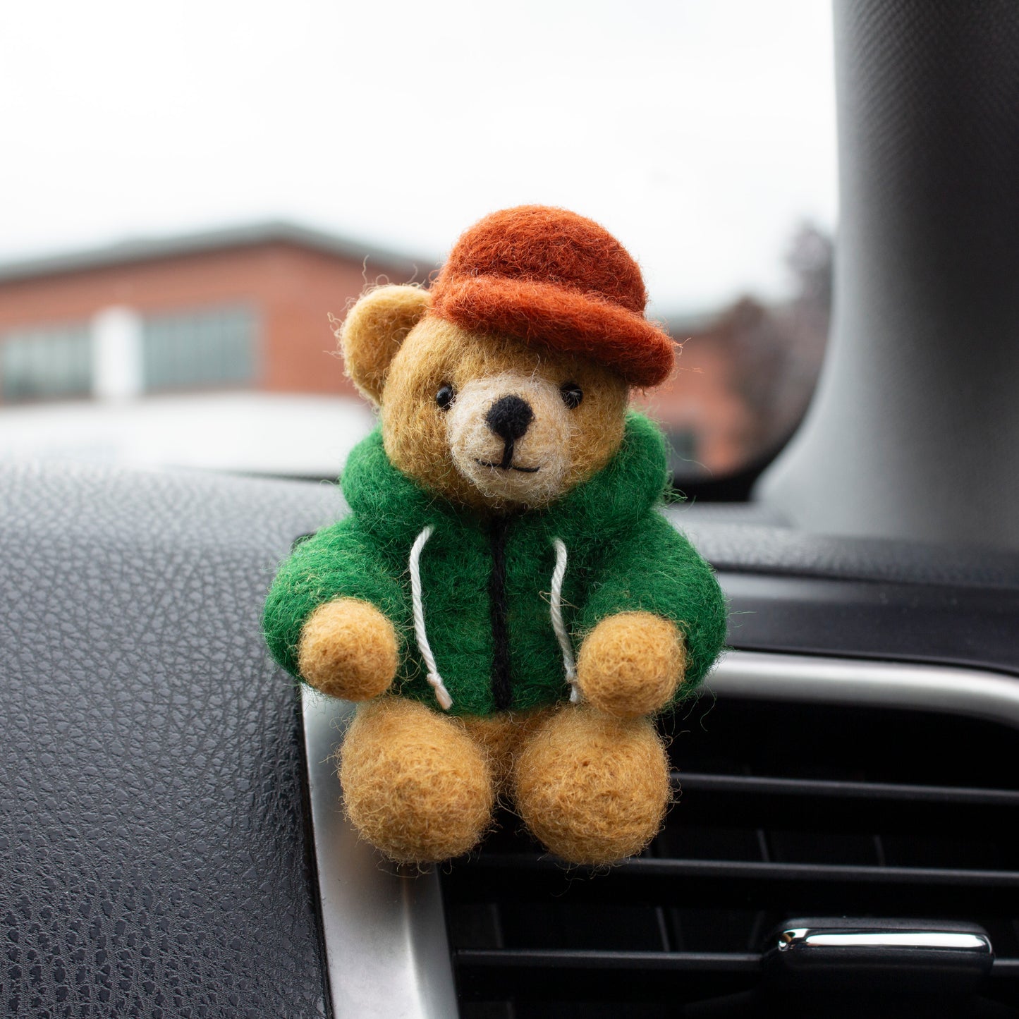 Green Hoodie Bear Car Vent Clip