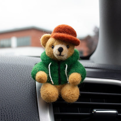 Green Hoodie Bear Car Vent Clip