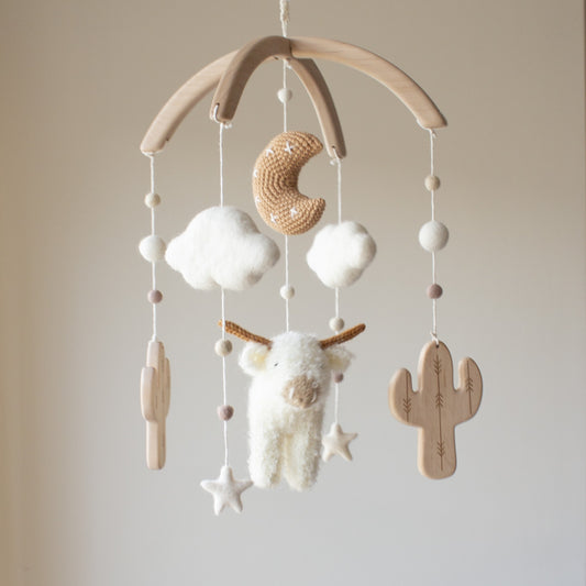 Boho longhorn cow mobile