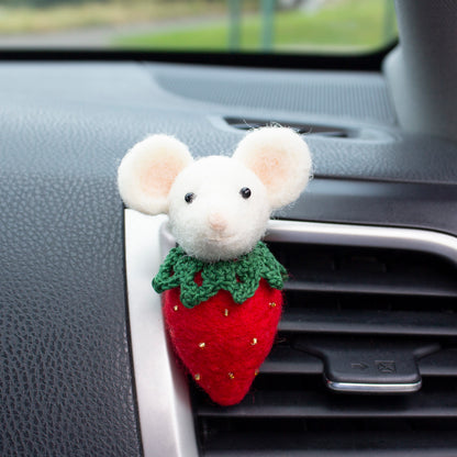 Red Strawberry Mouse Car Vent Clip