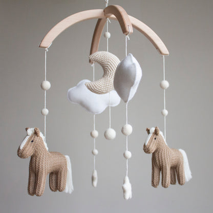 Light Brown Horses Baby Mobile – Neutral Pony & Celestial Nursery Decor (Copy)