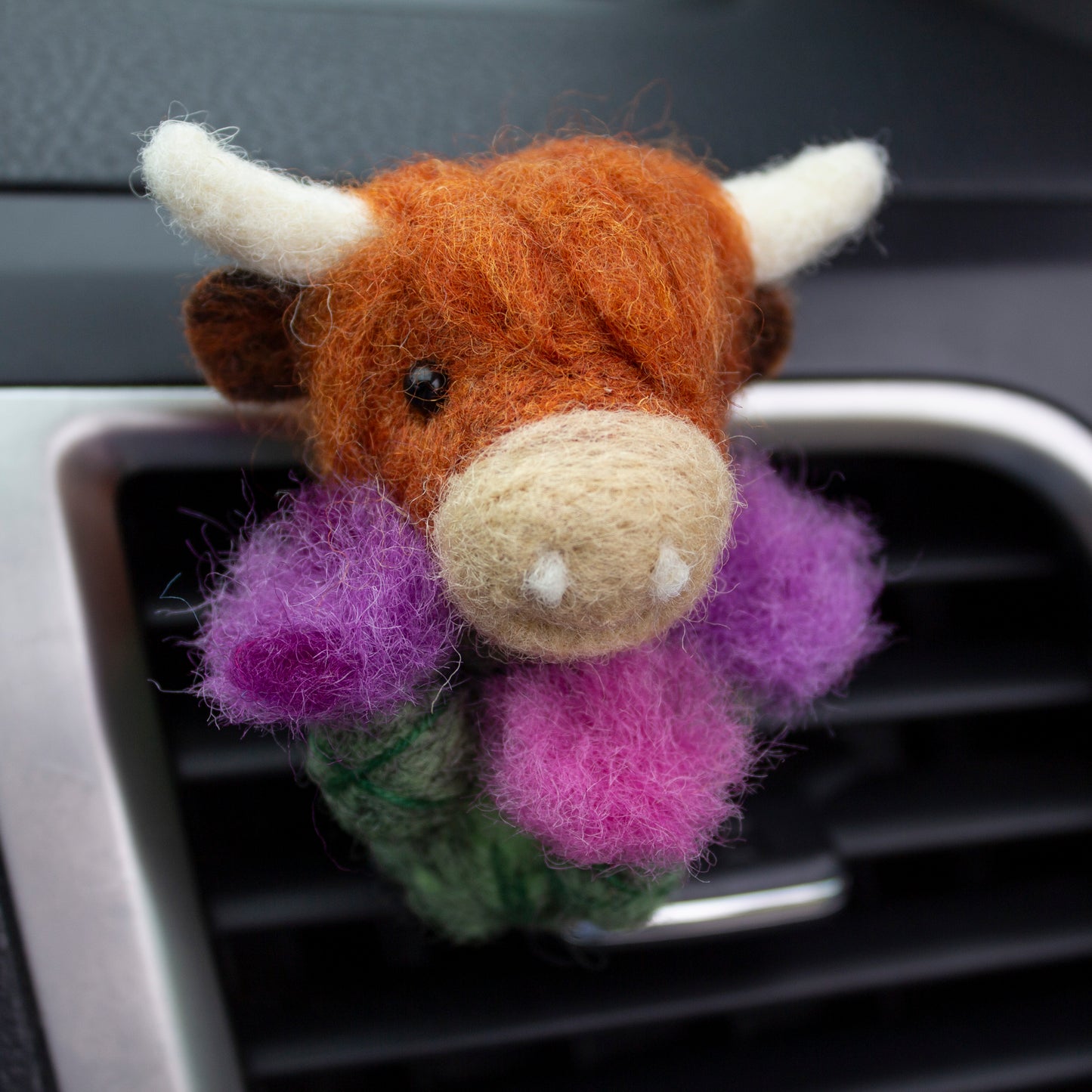 Highland Cow & Thistle Car Vent Clip