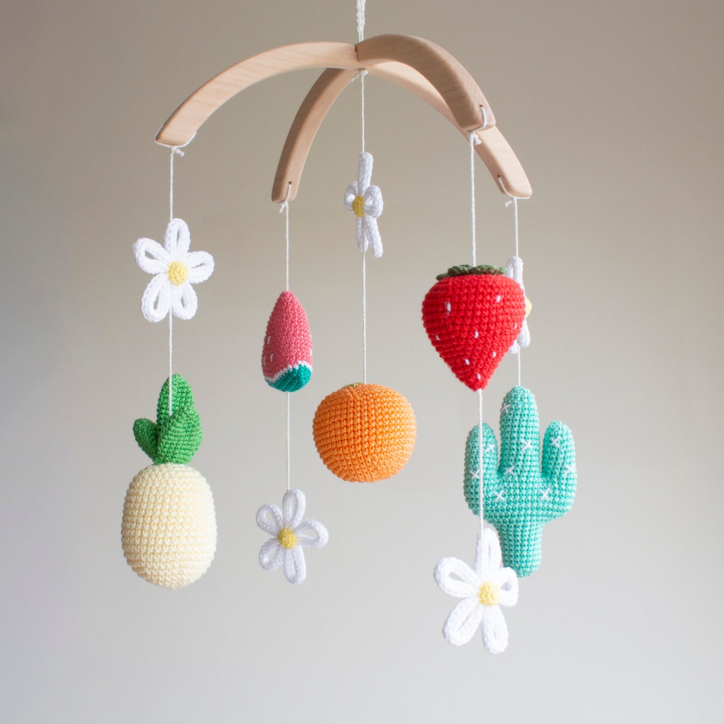 Vibrant Tropical Fruit & Cactus Baby Mobile