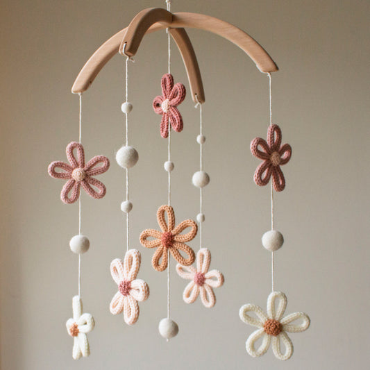 Boho Daisy Baby Mobile – Floral Decor in Terracotta & Blush