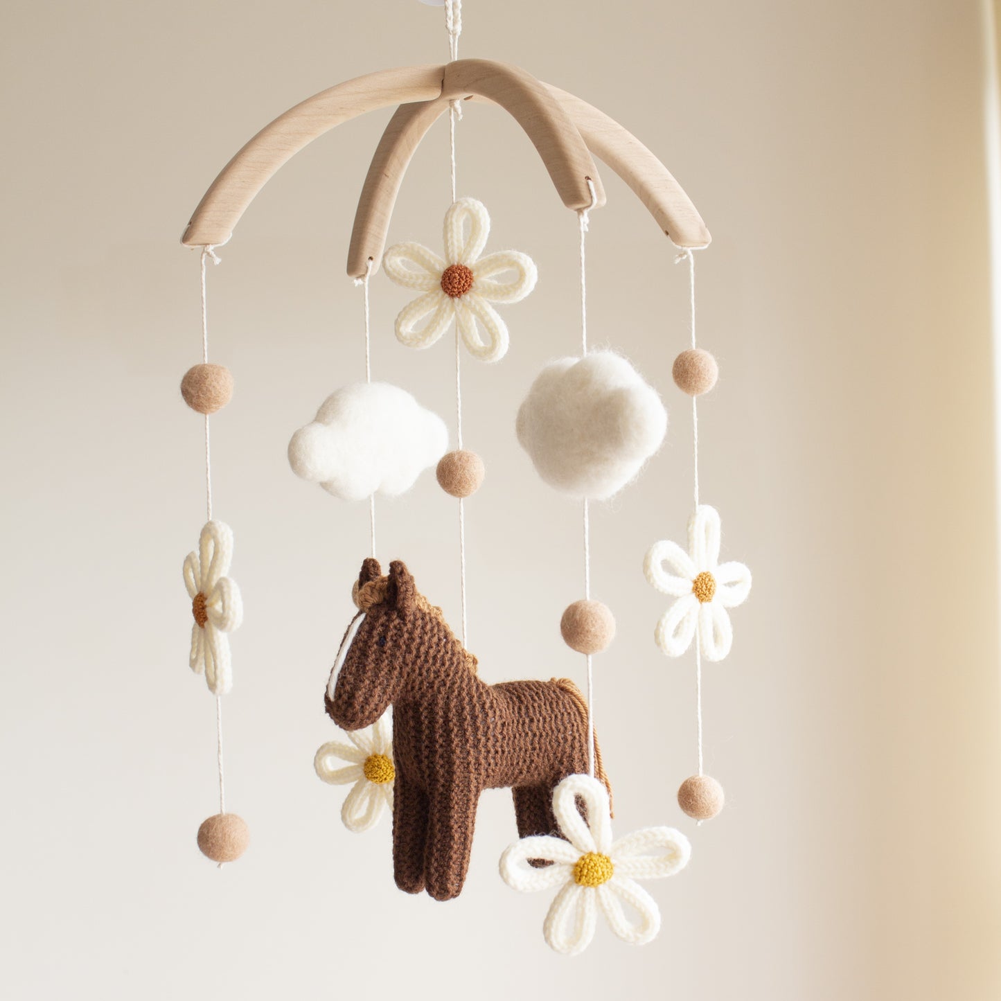 Floral horse baby mobile