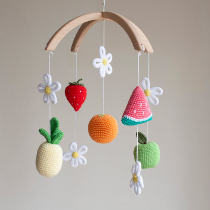 Fruits & Daisies baby mobile: Floral Garden nursery decor