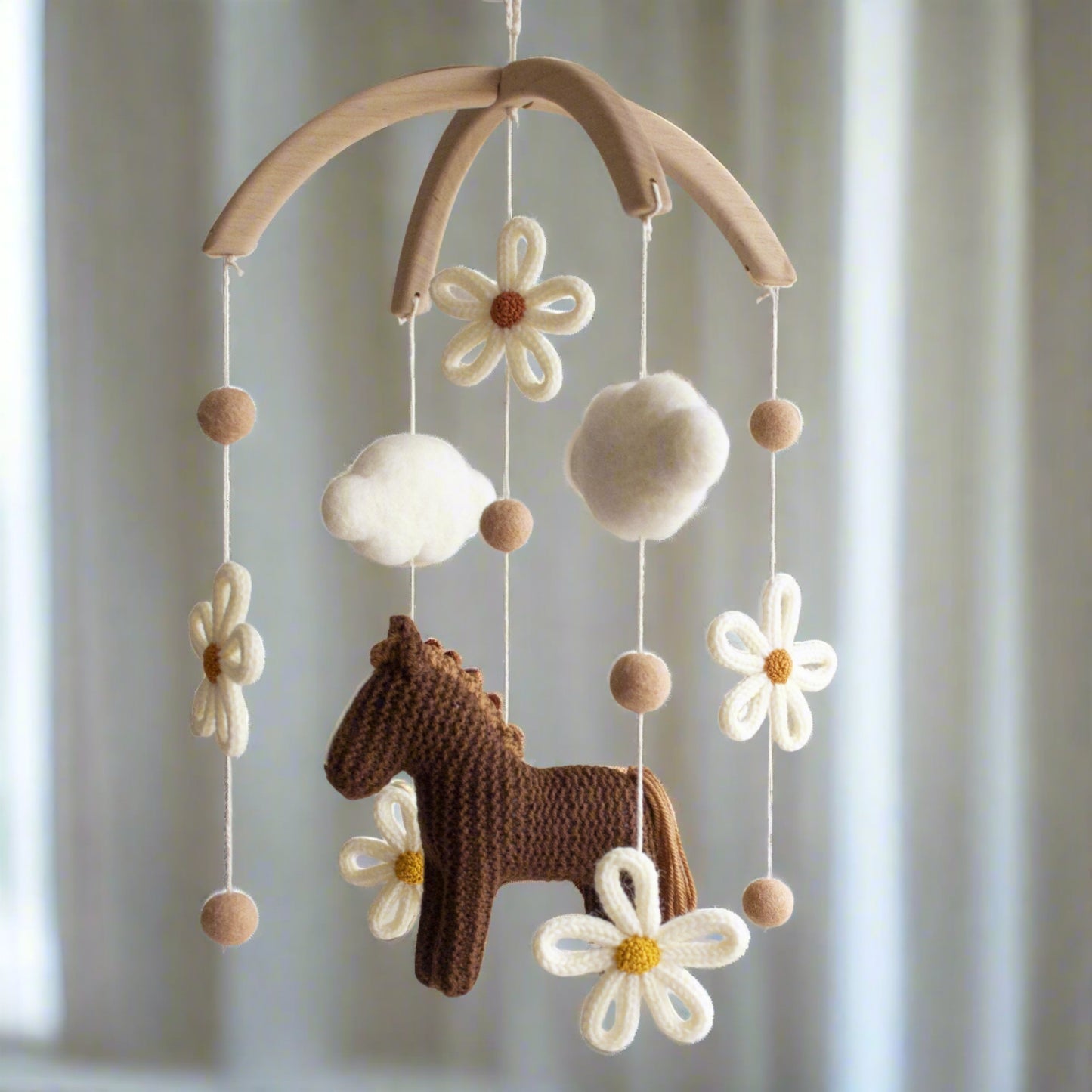 Floral horse baby mobile