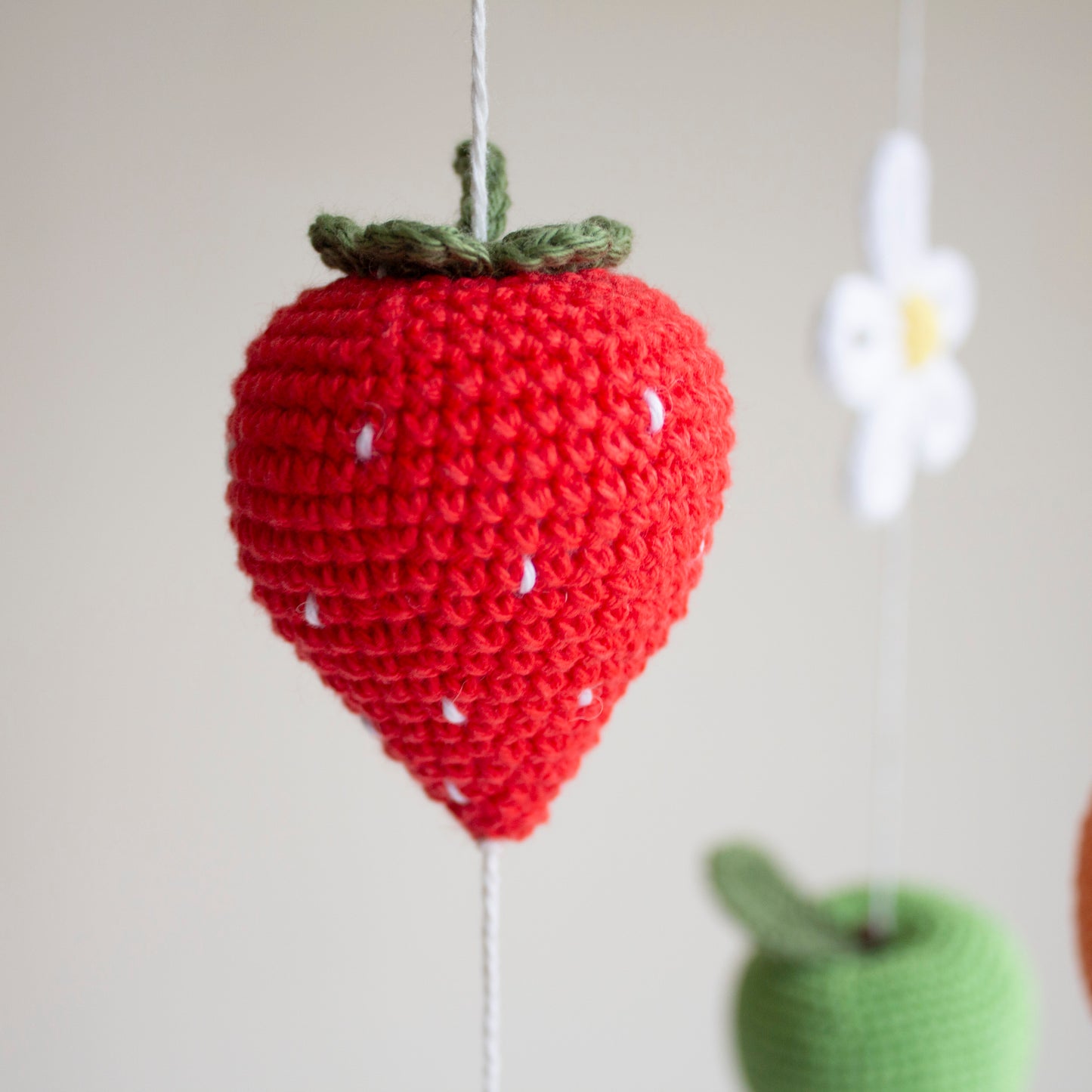 Fruits & Daisies baby mobile: Floral Garden nursery decor