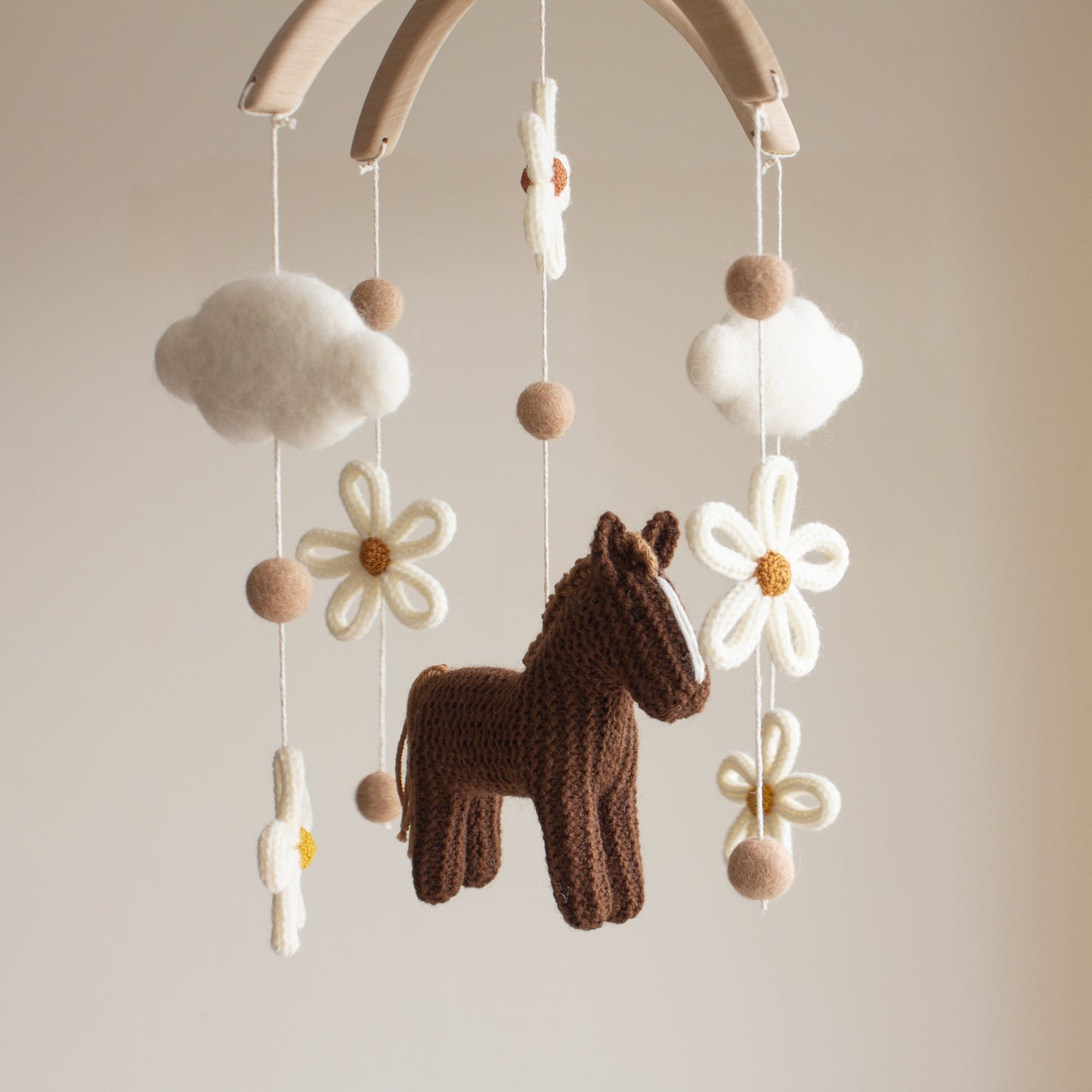 Floral horse baby mobile