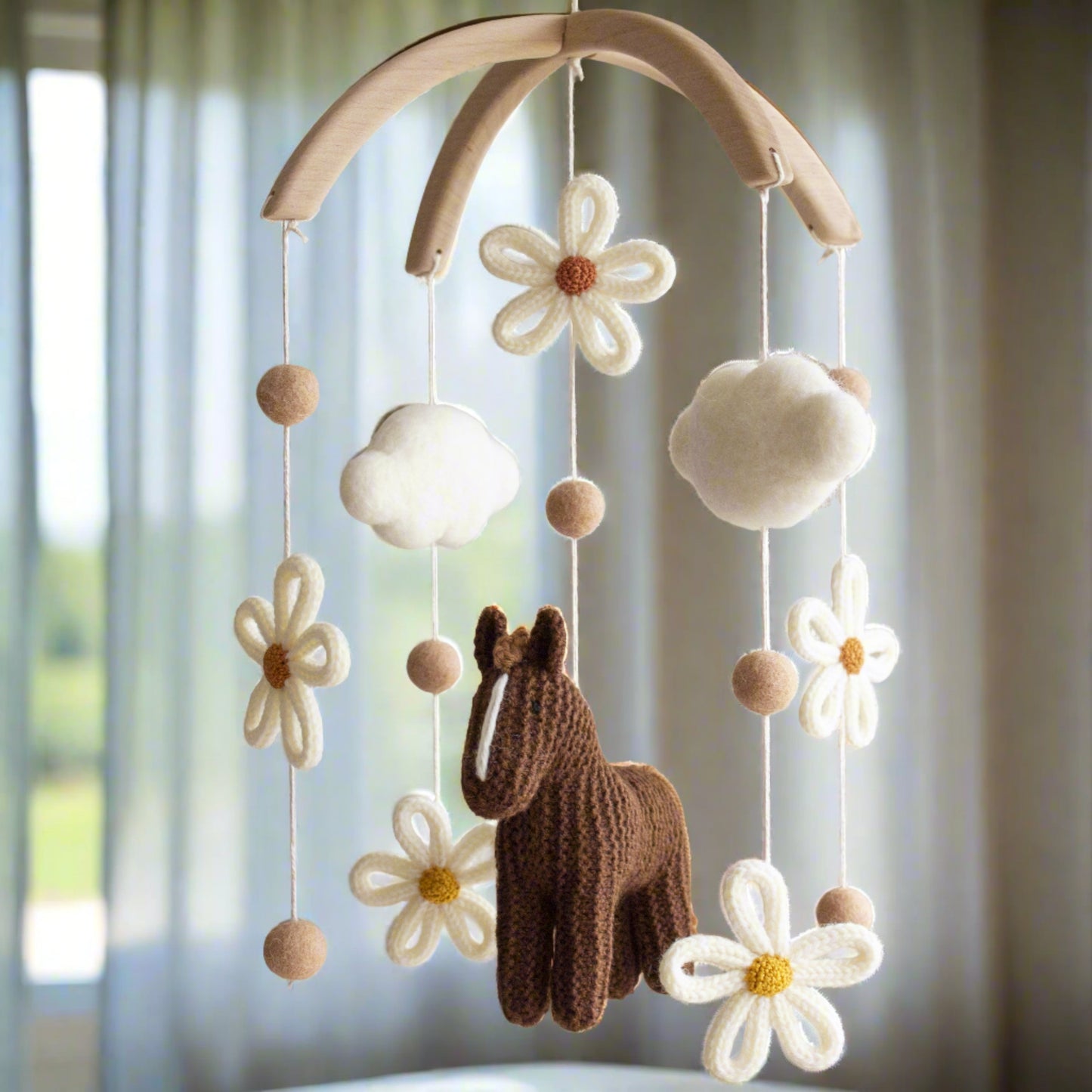 Floral horse baby mobile